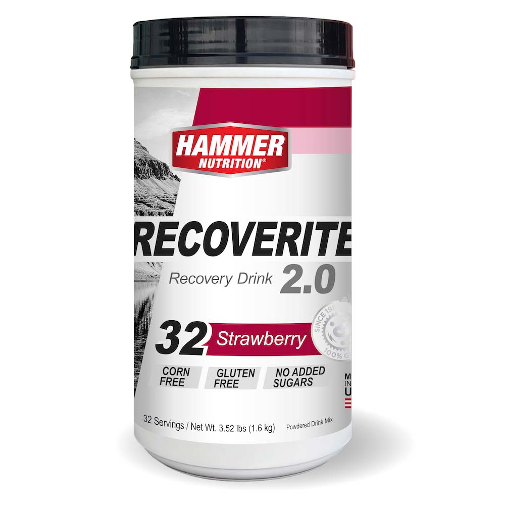 Hammer Nutrition Recoverite advanced muscle recovery drink in orange flavor, 32-serving post-exercise recovery formula.