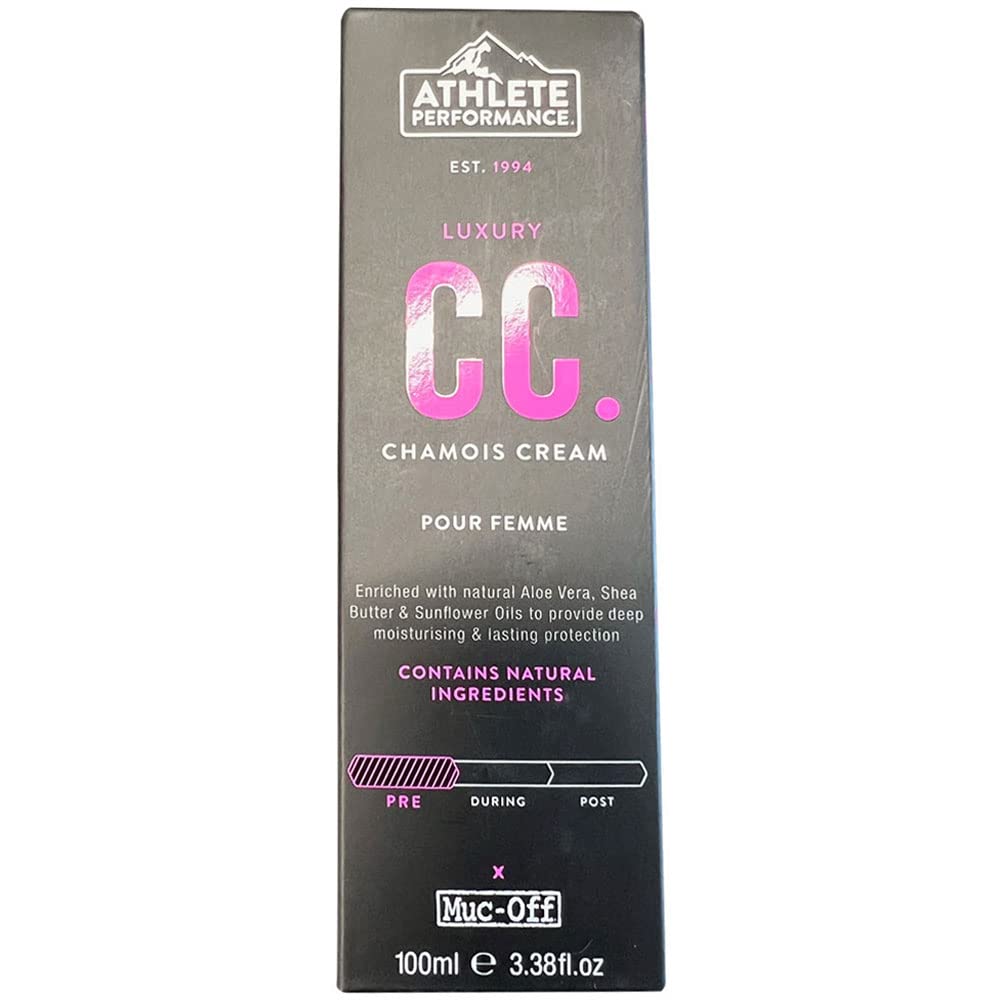 Muc-Off Athlete Performance women's 100ml bottle with sleek design and label, ideal for enhancing athletic performance.
