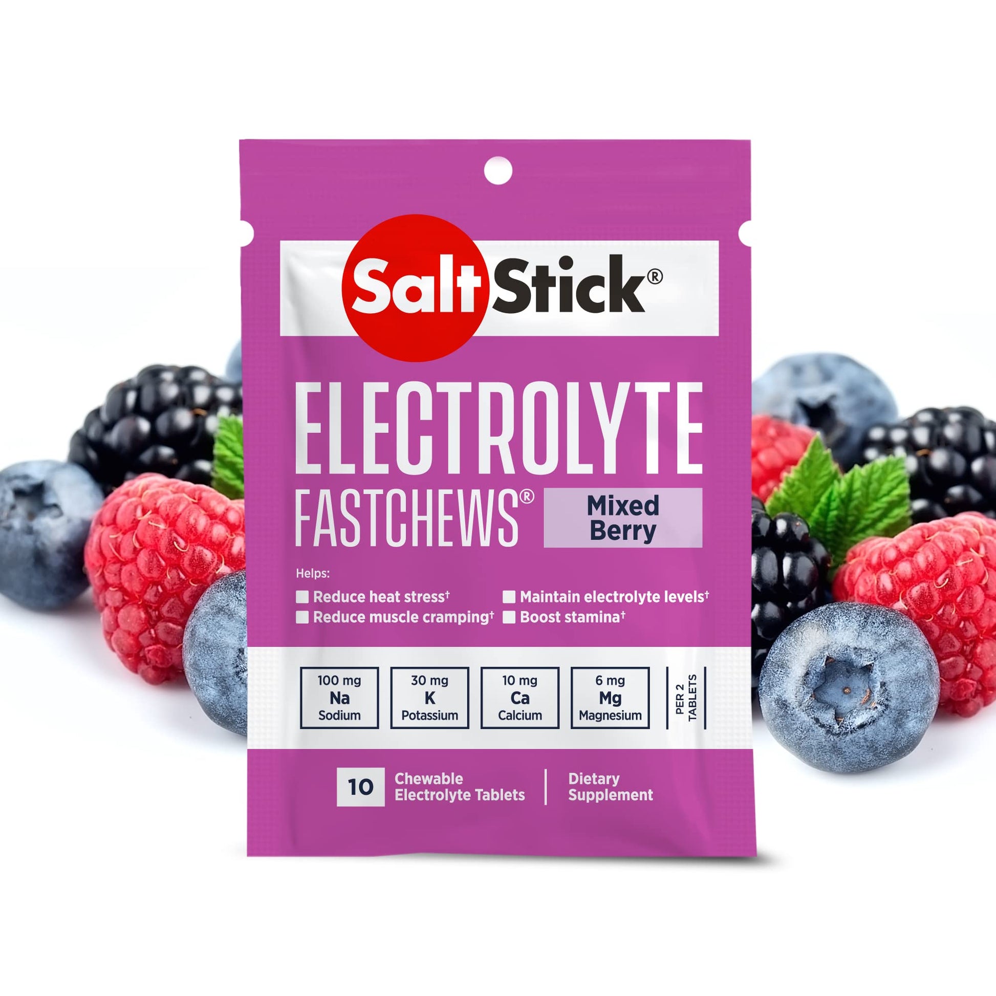 PROLINE SPORTS NUTRITION SaltStick Fastchews electrolyte replacement tablets in orange, 12 packets of 10 for hydration and sports recovery.
