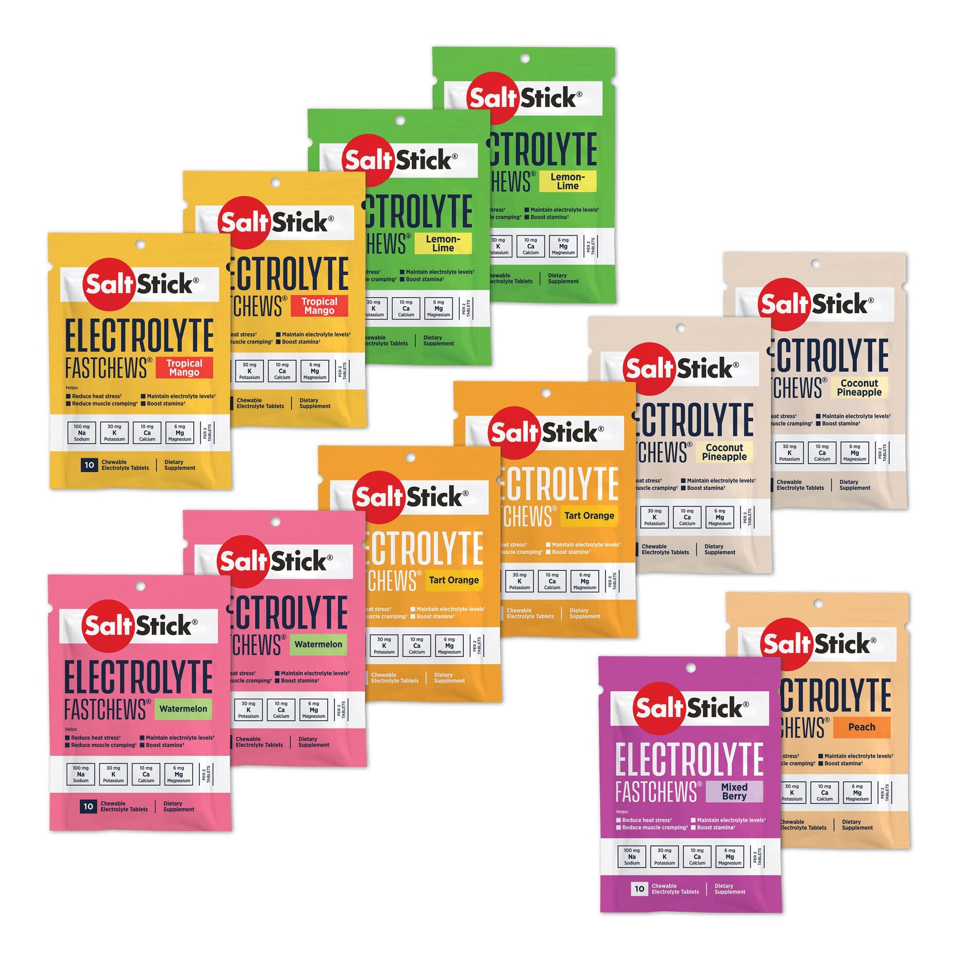 ProLine Sports Nutrition SaltStick Fastchews electrolyte replacement tablets in orange packaging for rehydration and sports recovery.
