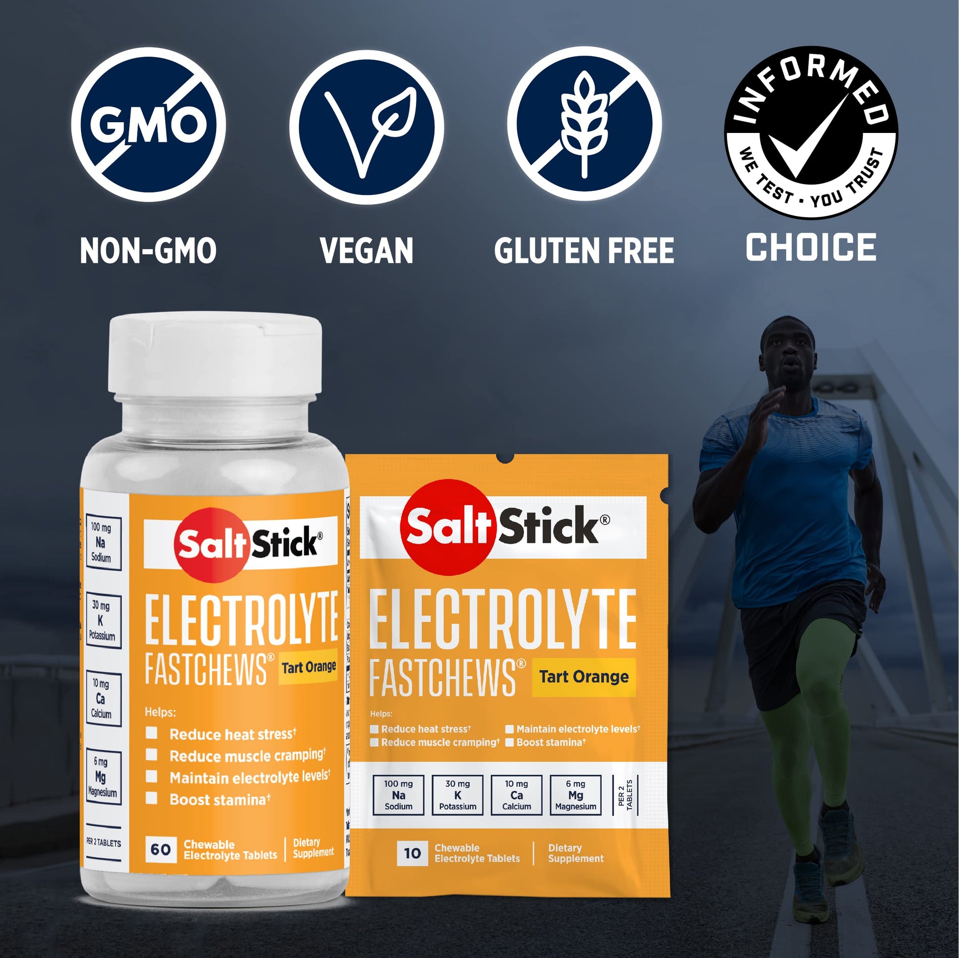 Proline Sports Nutrition SaltStick Fastchews electrolyte replacement tablets in a 12-pack, ideal for hydration and sports recovery.