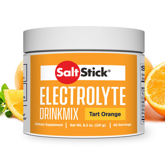Proline Sports Nutrition SaltStick DrinkMix electrolyte powder in tart orange flavor, sugar-free hydration mix with no artificial sweeteners.
