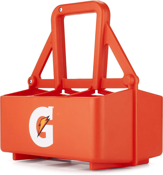 Gatorade water bottle carrier holding six 32oz bottles, featuring a sturdy design for easy transport.