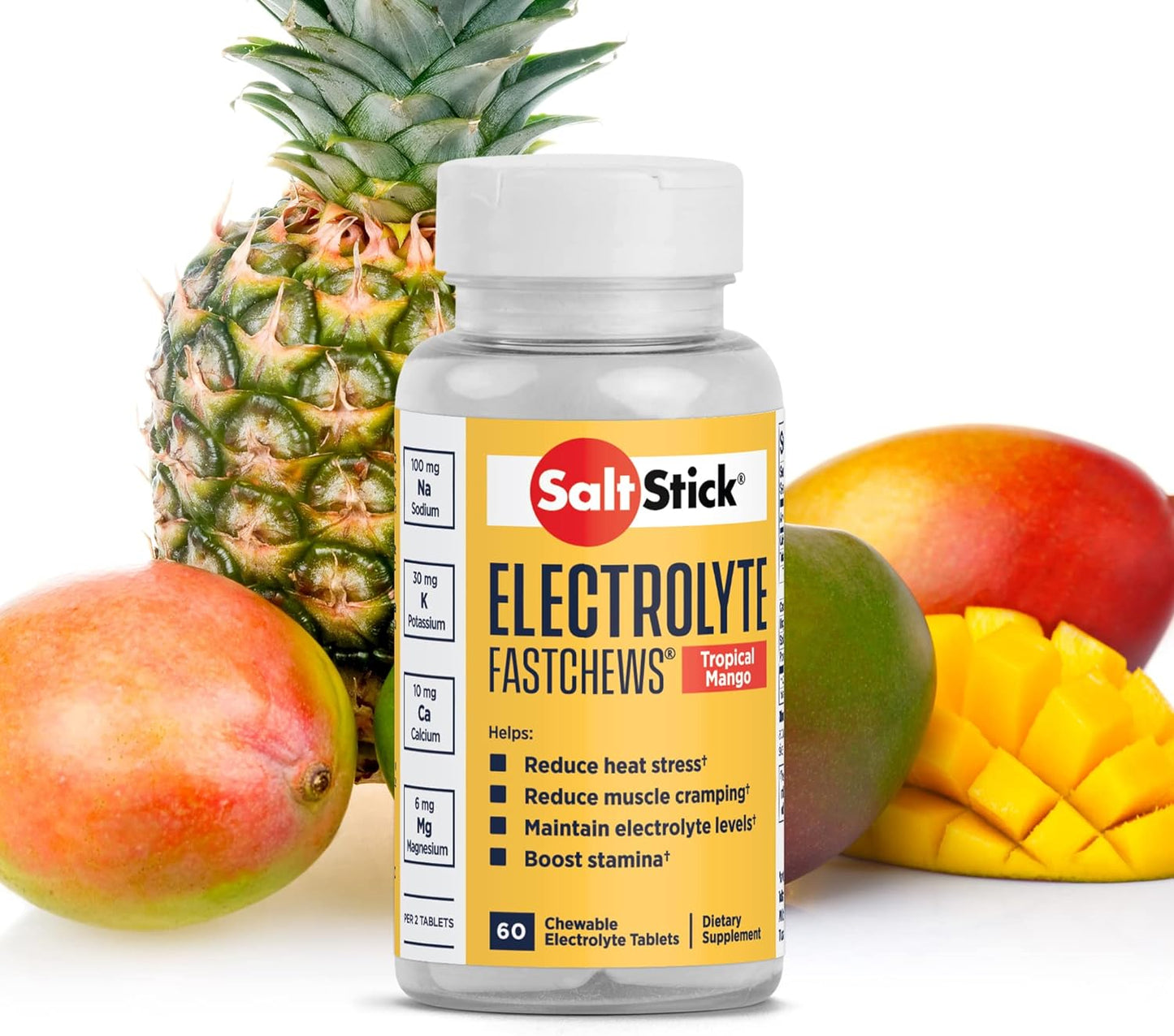 SaltStick Fastchews electrolyte tablets in zesty lemon-lime flavor, hydration and sports recovery supplement for athletes and active individuals.