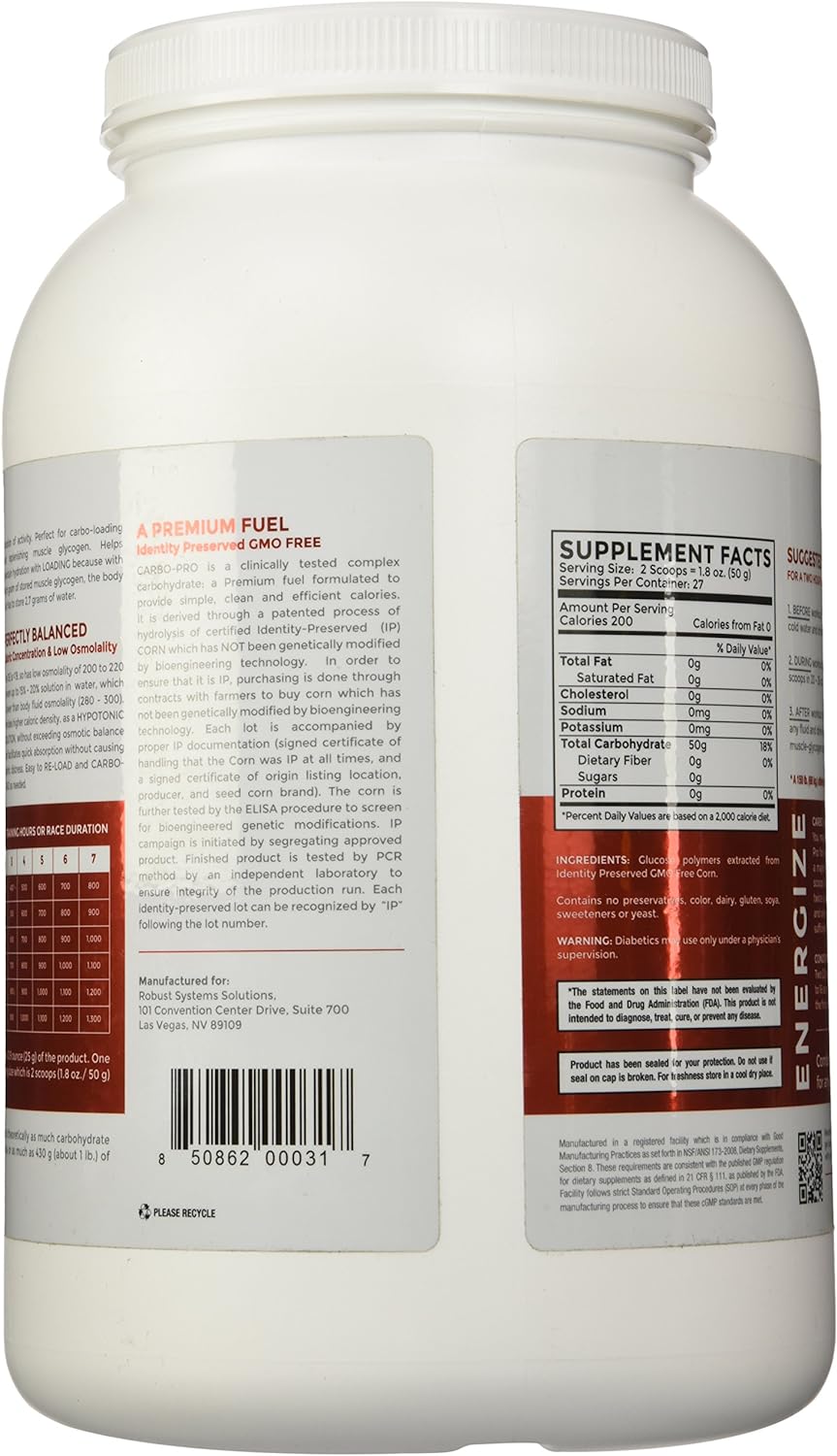 Carbo-Pro energy drink by SportQuest in a 3 lb. package, showcasing the vibrant label and packaging design.