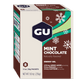 GU Energy Original Sports Nutrition Energy Gel pack with eight mint chocolate gels in a vibrant packaging.
