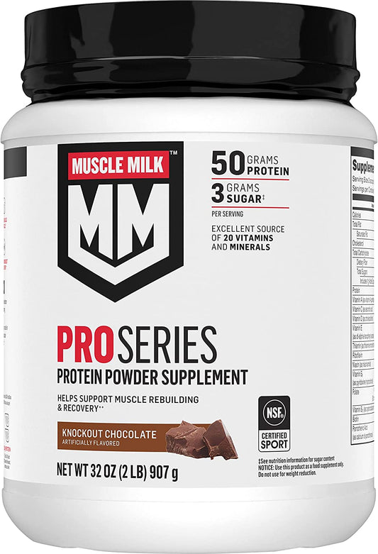 Pro Series Protein Powder Supplement,Knockout Chocolate,2 Pound,11 Servings,50G Protein,3G Sugar,20 Vitamins & Minerals,Nsf Certified for Sport,Workout Recovery,Packaging May Vary