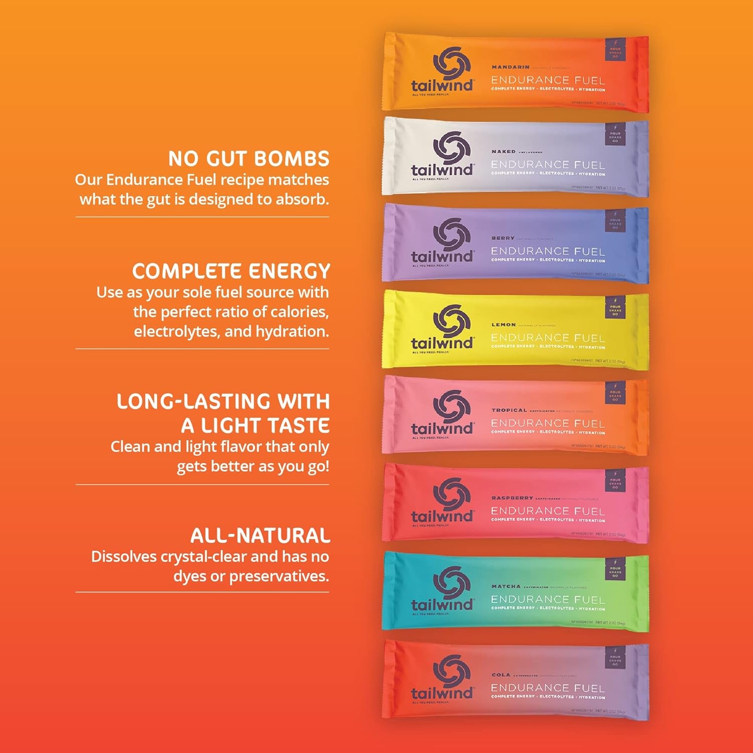 Grab-And-Go Endurance Fuel Single Serve Assorted Flavors (Pack of 8) - Hydration Drink Mix with Electrolytes, Carbohydrates - Non-Gmo, Gluten-Free, Vegan, No Soy or Dairy