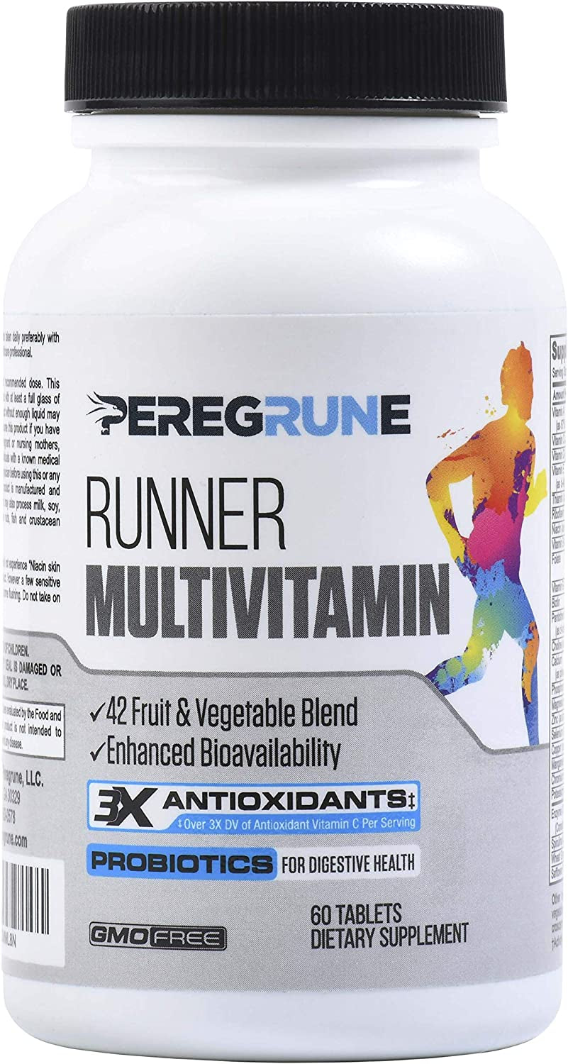 Runner Multivitamin – Engineered Vitamin with Antioxidants for Health/Running Recovery – Complete B Complex for Endurance, Energy – Probiotics, Whole Foods – Certified Running Supplements