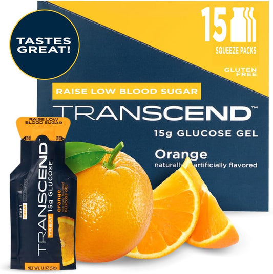 Glucose Gel Packs - Orange, 30 Pack (1.1Oz Each) - FSA/HSA Eligible - Glucose Gel Packs for Diabetics, Blood Sugar Support Alternative to Glucose Tablets - Precise 15G Dose, Made in USA