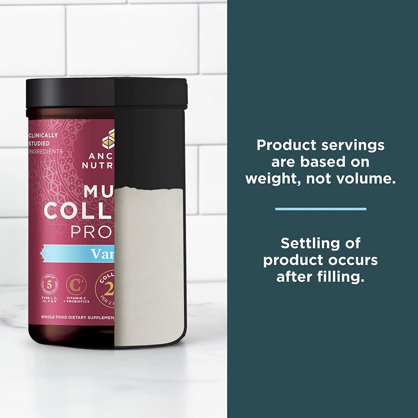 Collagen Powder Protein by , Multi Collagen Vanilla Protein Powder, 45 Servings, with Vitamin C, Hydrolyzed Collagen Peptides Supports Skin and Nails, Gut Health, 16.7Oz