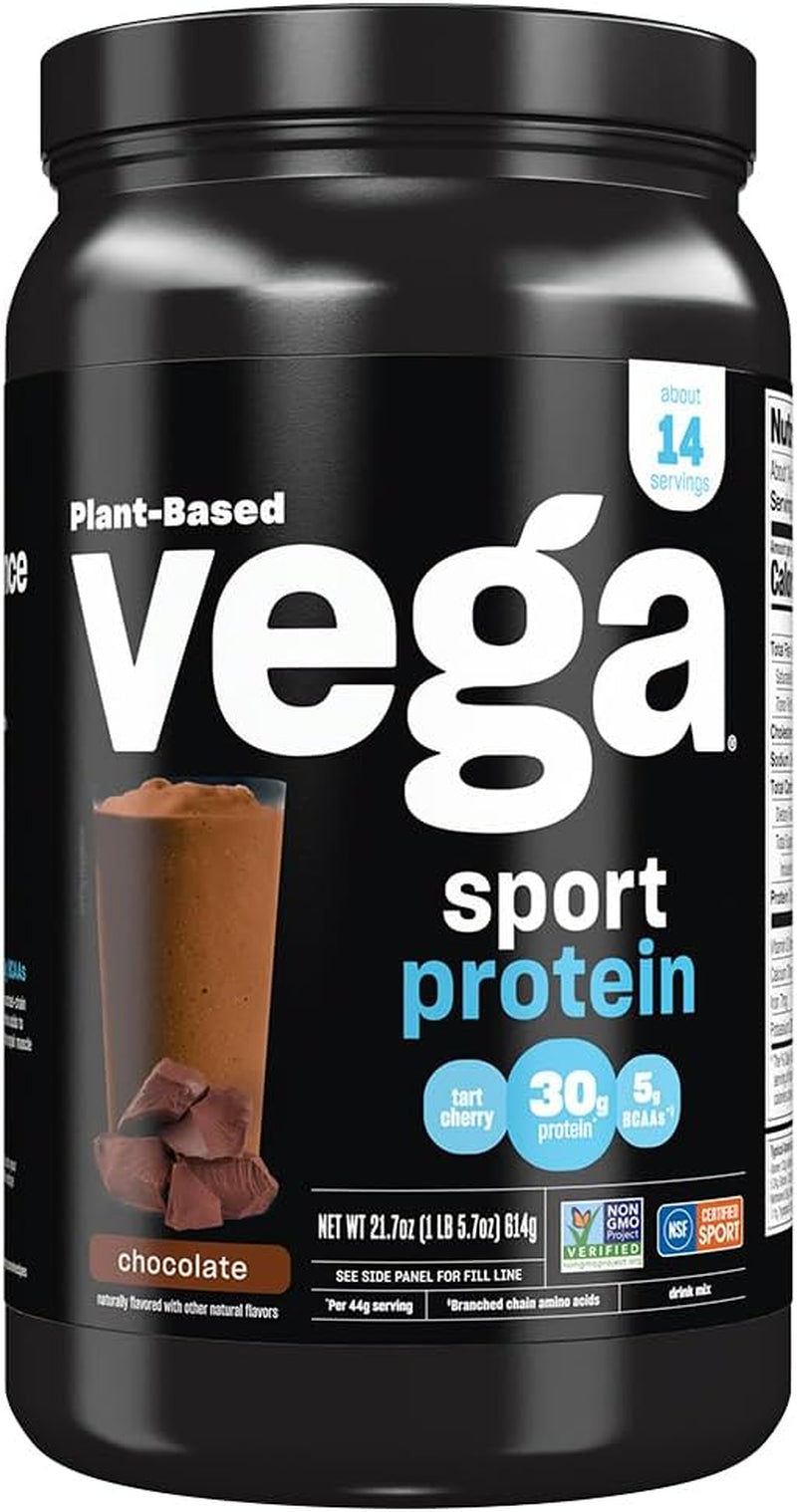 Sport Protein Powder Chocolate (14 Servings, 21.7 Oz) - Plant-Based n Protein Powder, Bcaas, Amino Acid, Tart Cherry, Non Dairy, Gluten Free, Non GMO (Packaging May Vary)