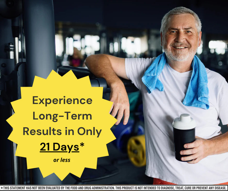 Baxyl bottle on a kitchen counter next to a glass of water for daily morning supplement routine