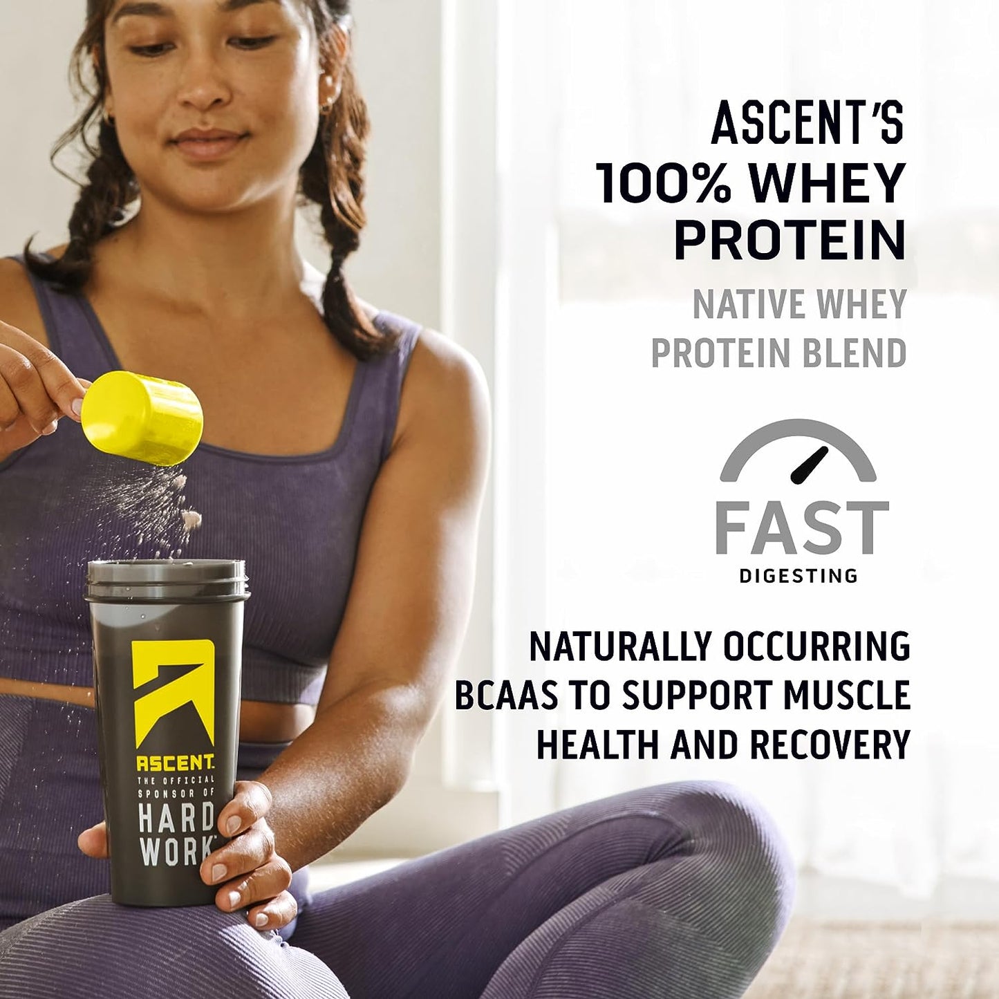 100% Whey Protein Powder - Post Workout Whey Protein Isolate, Zero Artificial Flavors & Sweeteners, Gluten Free, 5.5G BCAA, 2.6G Leucine, Essential Amino Acids, Lemon Sorbet 2 Lb