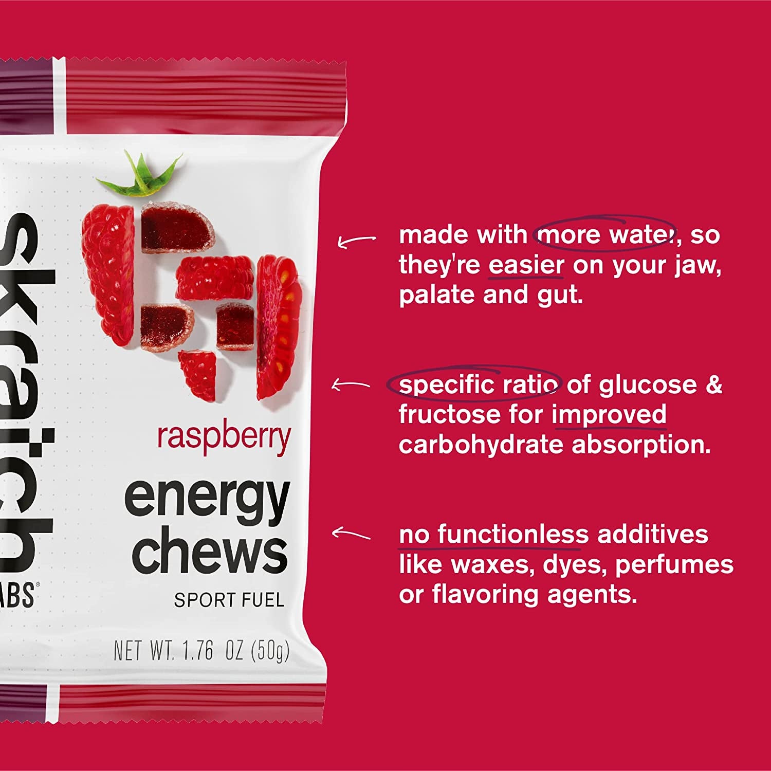 Energy Chews | Energy Gummies for Running, Cycling, and Sports Preformance | Energy Gel Alternative | Raspberry (10 Pack) | Gluten Free, Vegan