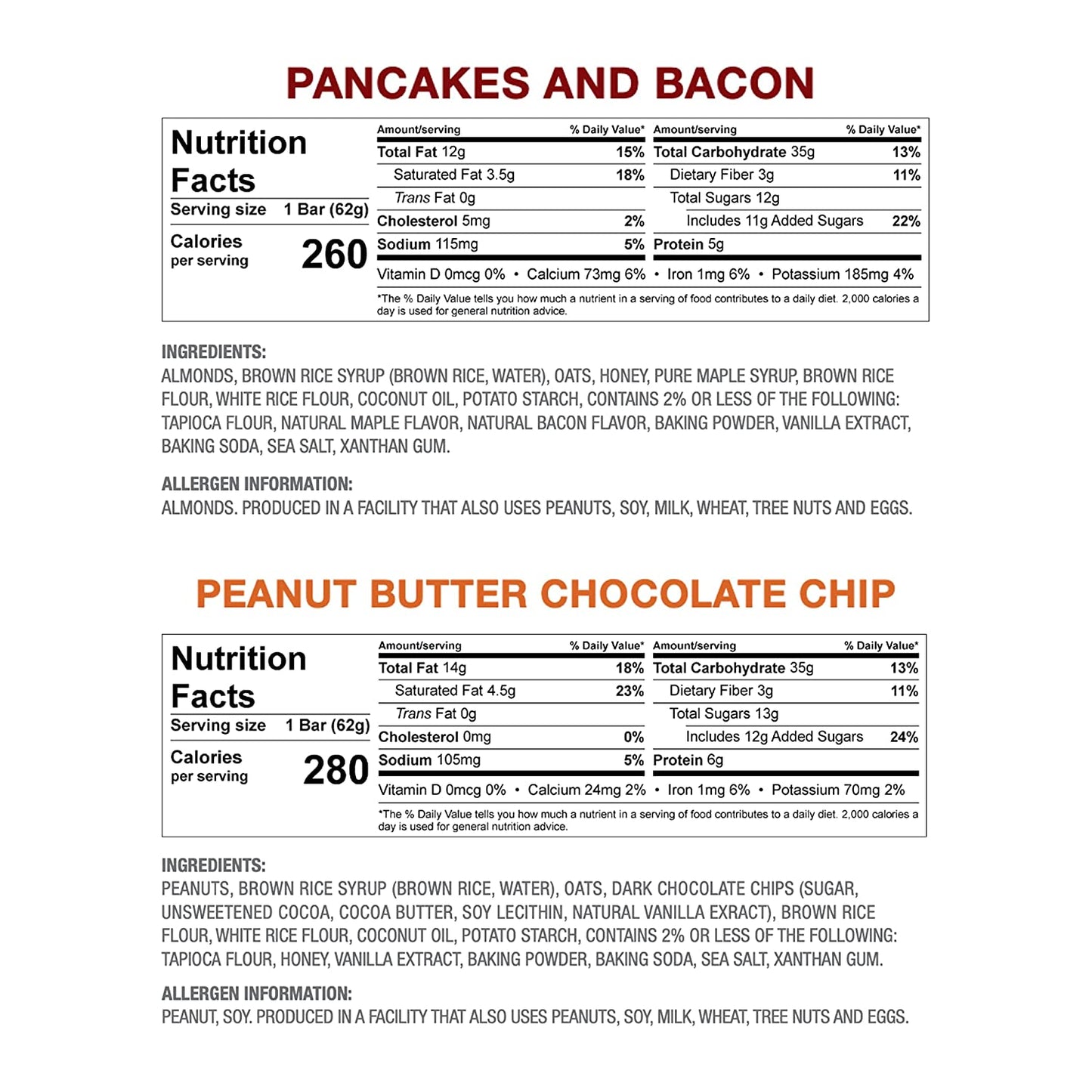 Alete Active Nutrition JoJe' Bars gluten-free energy bars with peanut butter and chocolate chip, 12-pack in mixed flavors.