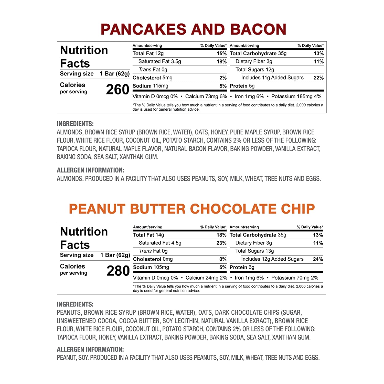 Alete Active Nutrition JoJe' Bars gluten-free energy bars with peanut butter and chocolate chip, 12-pack in mixed flavors.