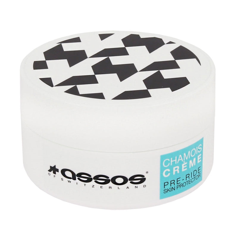 Assos Skin Care Chamois Cream in 200ml tube, designed to soothe and protect skin during cycling or sports activities.