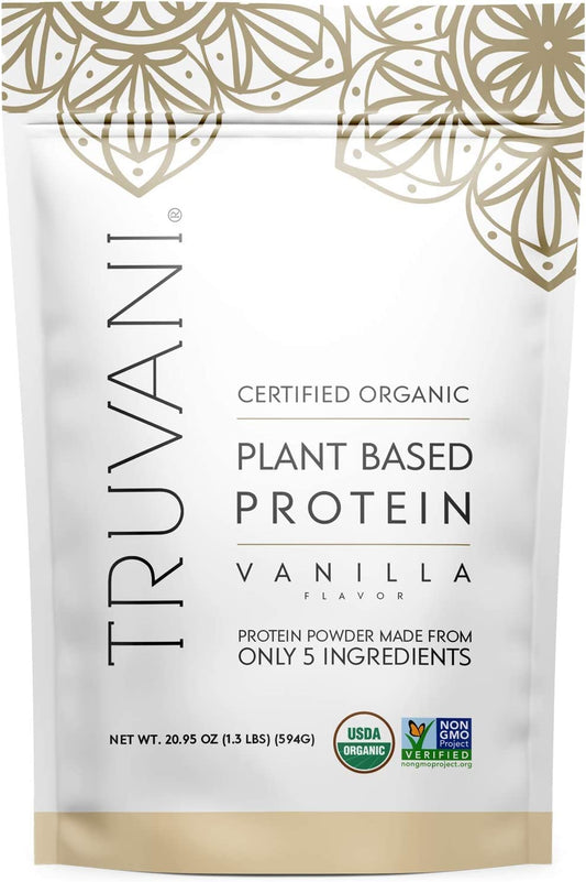 Organic Vegan Protein Powder, Organic Pea Protein Powder, Vegan, Non GMO, Gluten/Diary Free, Vanilla, 20.9Oz (1Pk, 20 Servings)