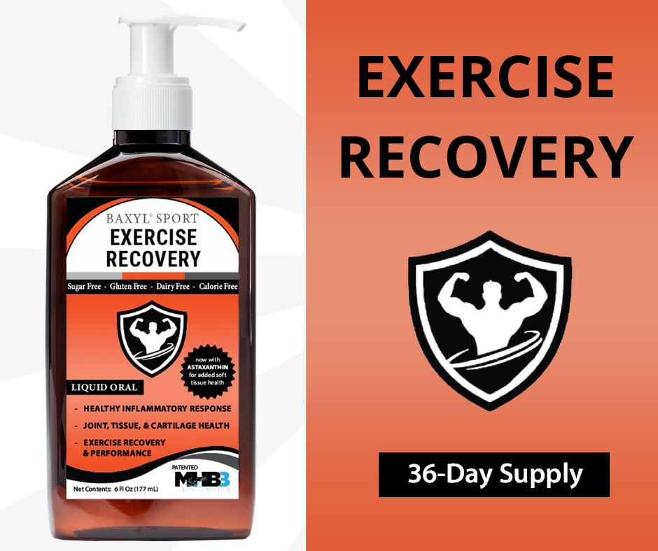 Baxyl® Sport joint and recovery supplement featuring astaxanthin for inflammation reduction and exercise support.