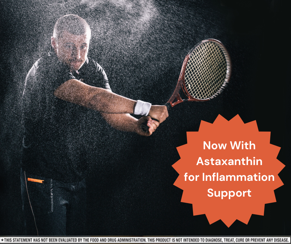 Baxyl® Sport joint and recovery supplement for exercise, featuring a bottle with a label and a vibrant background.