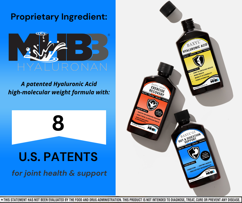 Baxyl GI Joint and Digestive Support supplement bottle with label showing product name and information.