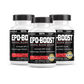 Three bottles of EPO-Boost Natural Blood Builder & EPO Stimulator by BRL Sports displayed together on a white background.