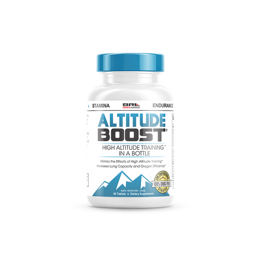 BRL Sports Nutrition Altitude Boost bottle for high altitude training, featuring a sleek design and clear labeling.