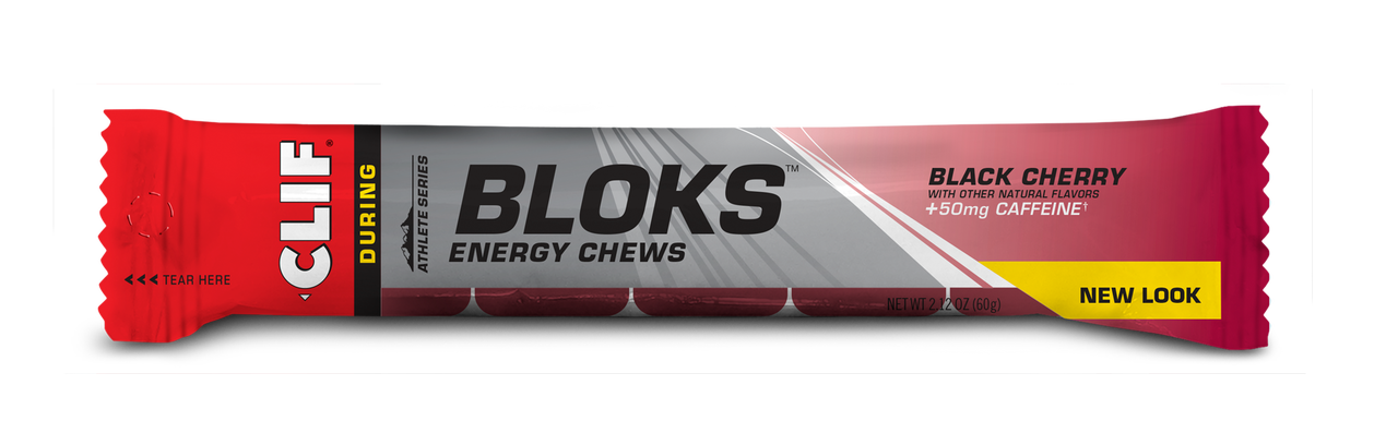Six packs of Clif Shot Bloks electrolyte chews in 2.1oz packages, designed for hydration and energy during activity.