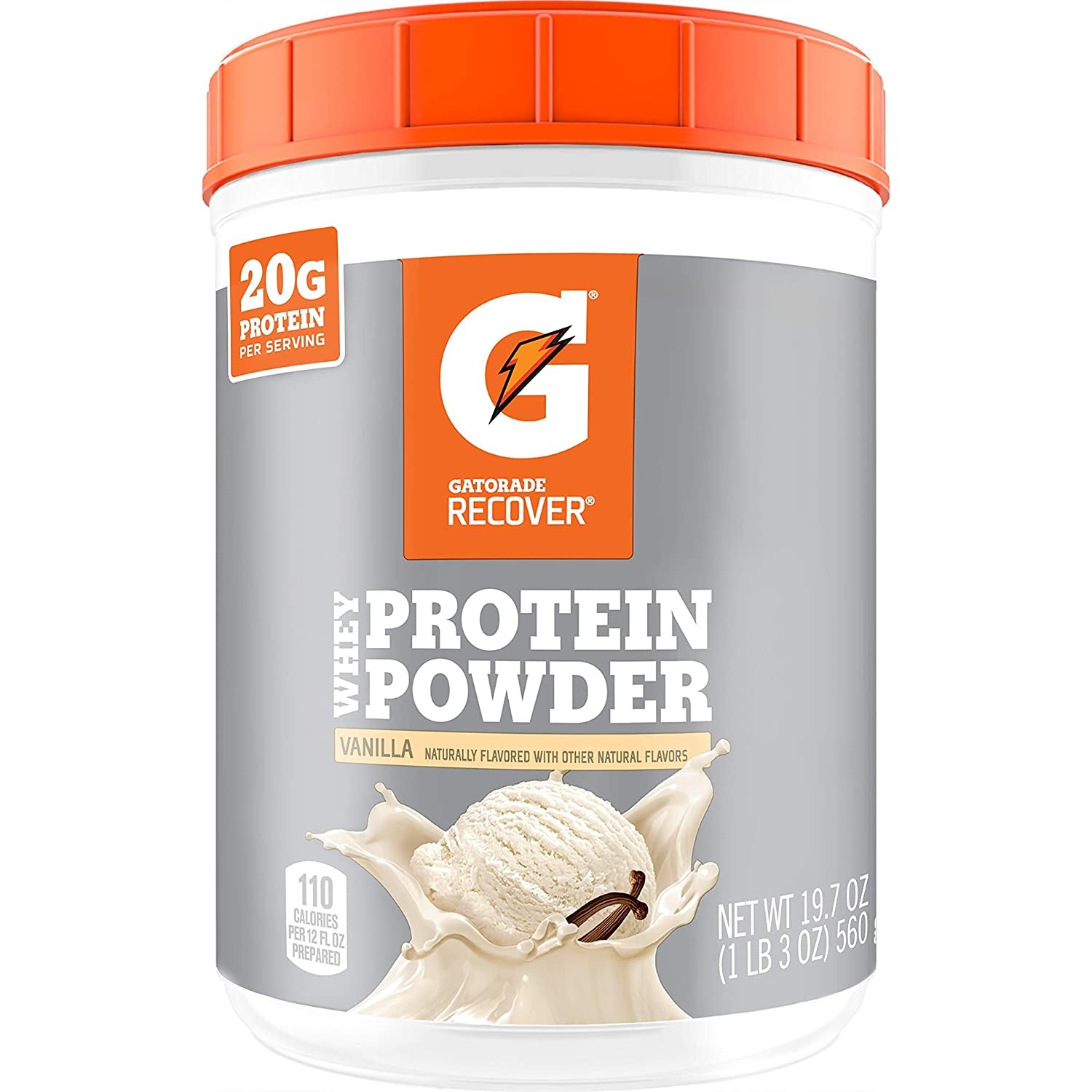 Whey Protein Powder, 20 Servings per Canister, 20 G of Protein per Serving, Vanilla, 19.7 Oz