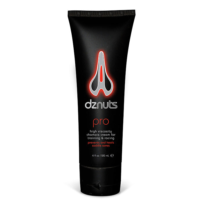 DZ Nuts Chamois Cream 4 fl oz tube with a sleek design, ideal for preventing chafing during cycling.