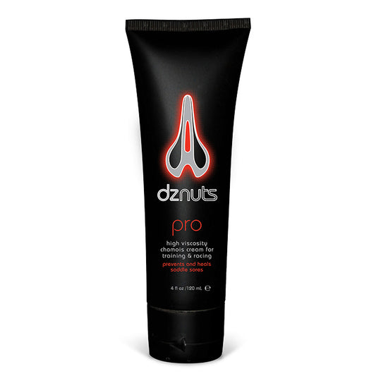 DZ Nuts Chamois Cream 4 fl oz tube with a sleek design, ideal for preventing chafing during cycling.