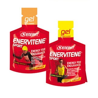 Enervit Enervitene Sport Gel 24-pack, energy gel packets for athletes, with colorful packaging and convenient portable design.