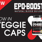 EPO-Boost premium natural blood builder capsules in a bottle, designed for endurance support, featuring 120 capsules.