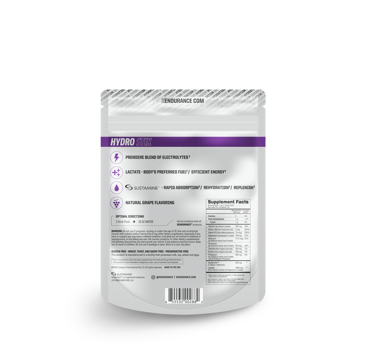 Extreme Endurance Hydro Stix Grape energy drink single serve pack, ideal for hydration, energy, and recovery.