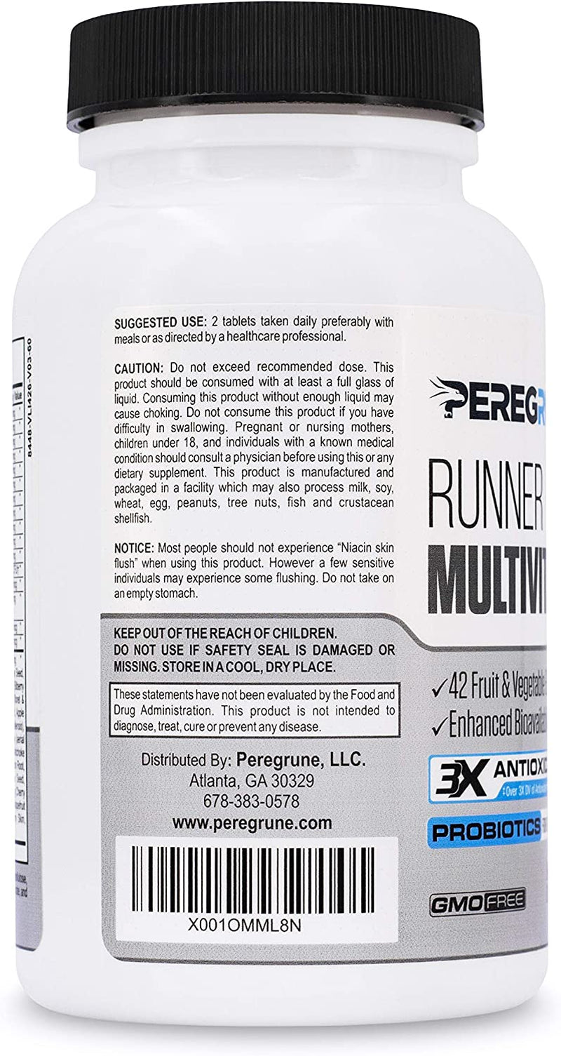 Runner Multivitamin – Engineered Vitamin with Antioxidants for Health/Running Recovery – Complete B Complex for Endurance, Energy – Probiotics, Whole Foods – Certified Running Supplements