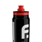 First Endurance Elite FLY water bottle with a black body and red cap, designed for athletes and active lifestyles.