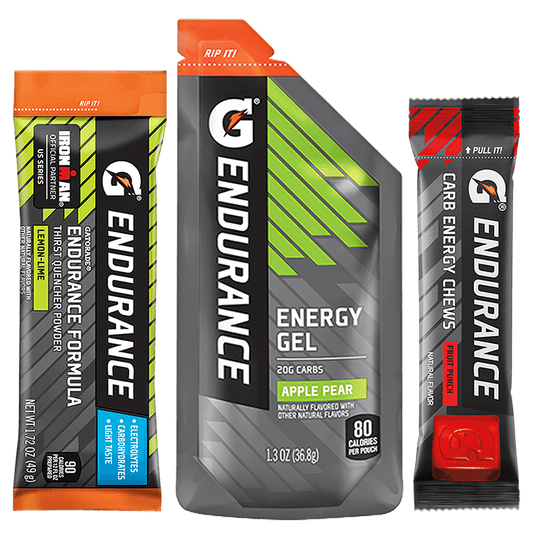 Gatorade Endurance sampler pack with multiple energy drink bottles in various flavors for athletic hydration.