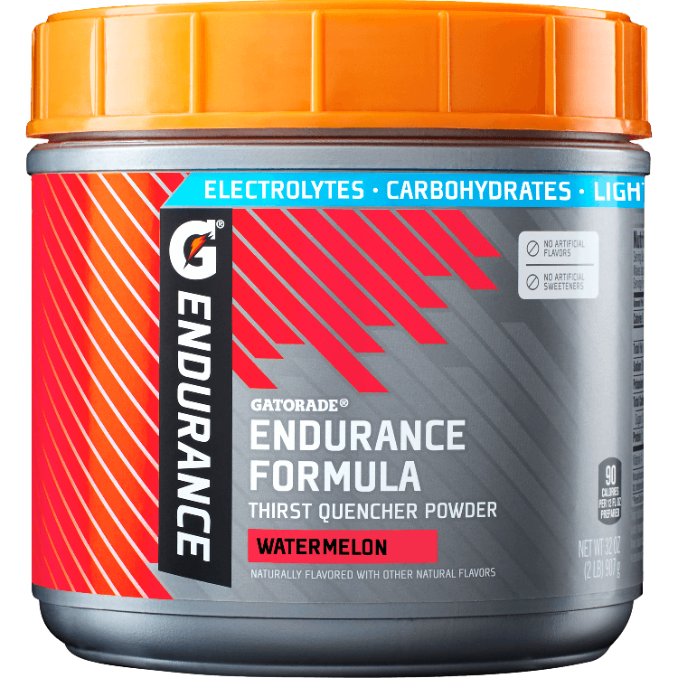Gatorade Endurance Formula Lemon-Lime energy drink powder in a 32 oz canister, designed for hydration and stamina.