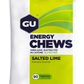 GU Energy Chews Salted Lime double-serving bag, 12-pack box, chewy energy supplements for active lifestyles