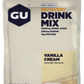 GU Energy Recovery drink in a clear bottle with blue and white labeling, designed for post-workout replenishment.