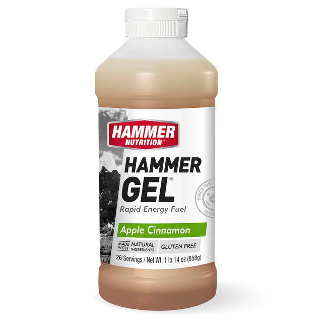 Hammer Nutrition Hammer Gel Apple-Cinnamon carbohydrate energy gel in a 26-serving jug with a free flask, featuring apple and cinnamon flavor.