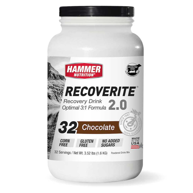 Recoverite 2.0 recovery drink by Hammer Nutrition in a powder form, featuring a vibrant packaging design.