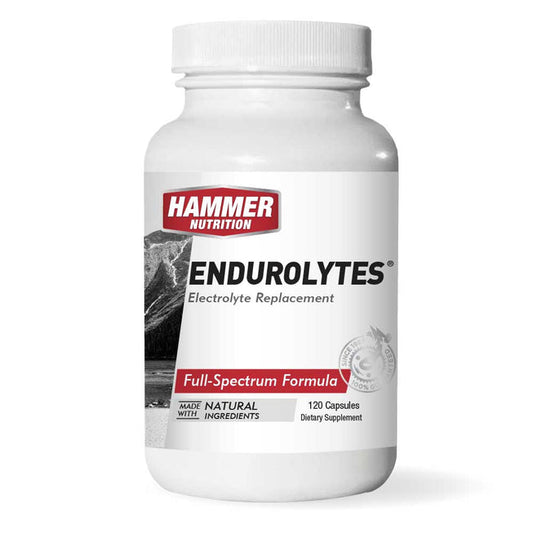 Hammer Nutrition Endurolytes Capsules, electrolyte replacement supplement in a 120-count bottle, for hydration and electrolyte balance.