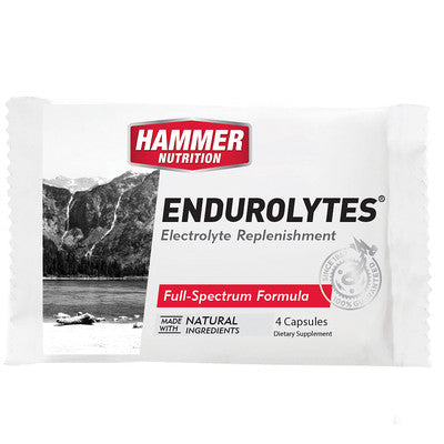 Hammer Nutrition Endurolytes electrolyte replacement supplement in a bottle with 120 capsules.