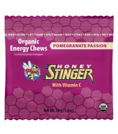Honey Stinger Organic Energy Chews 12-pack, chewy honey-flavored energy snacks for active athletes, displayed in a clear pack.