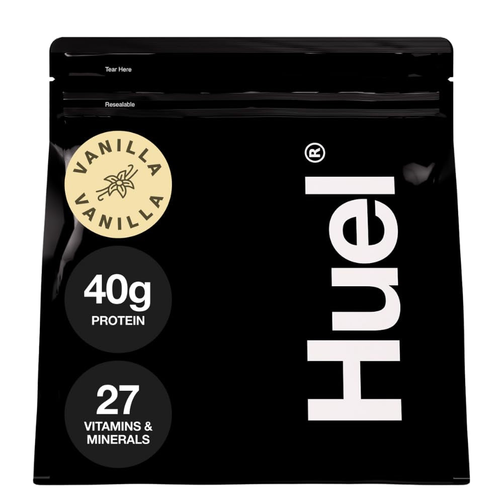 Huel Black Edition | Vanilla 40G Vegan Protein Powder | Nutritionally Complete Meal | 27 Vitamins and Minerals, Gluten Free | 17 Servings | Scoop Not Included to Reduce Plastic