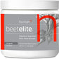 HumanN BeetElite concentrated beet powder supplement for athletic endurance in a 7.1oz container with scoop.