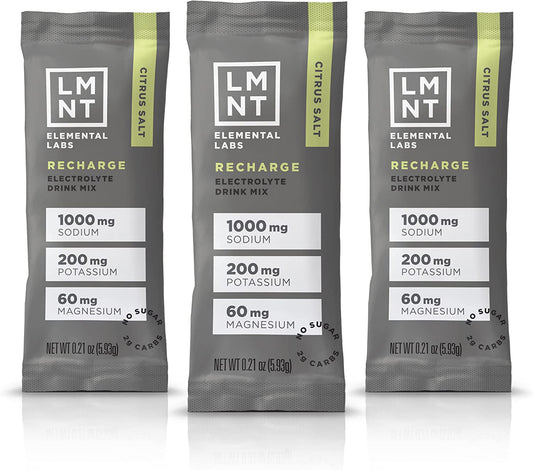 LMNT Electrolyte Replacement drink mix with chocolate salt, paleo-keto friendly, zero sugar, in a resealable pouch.
