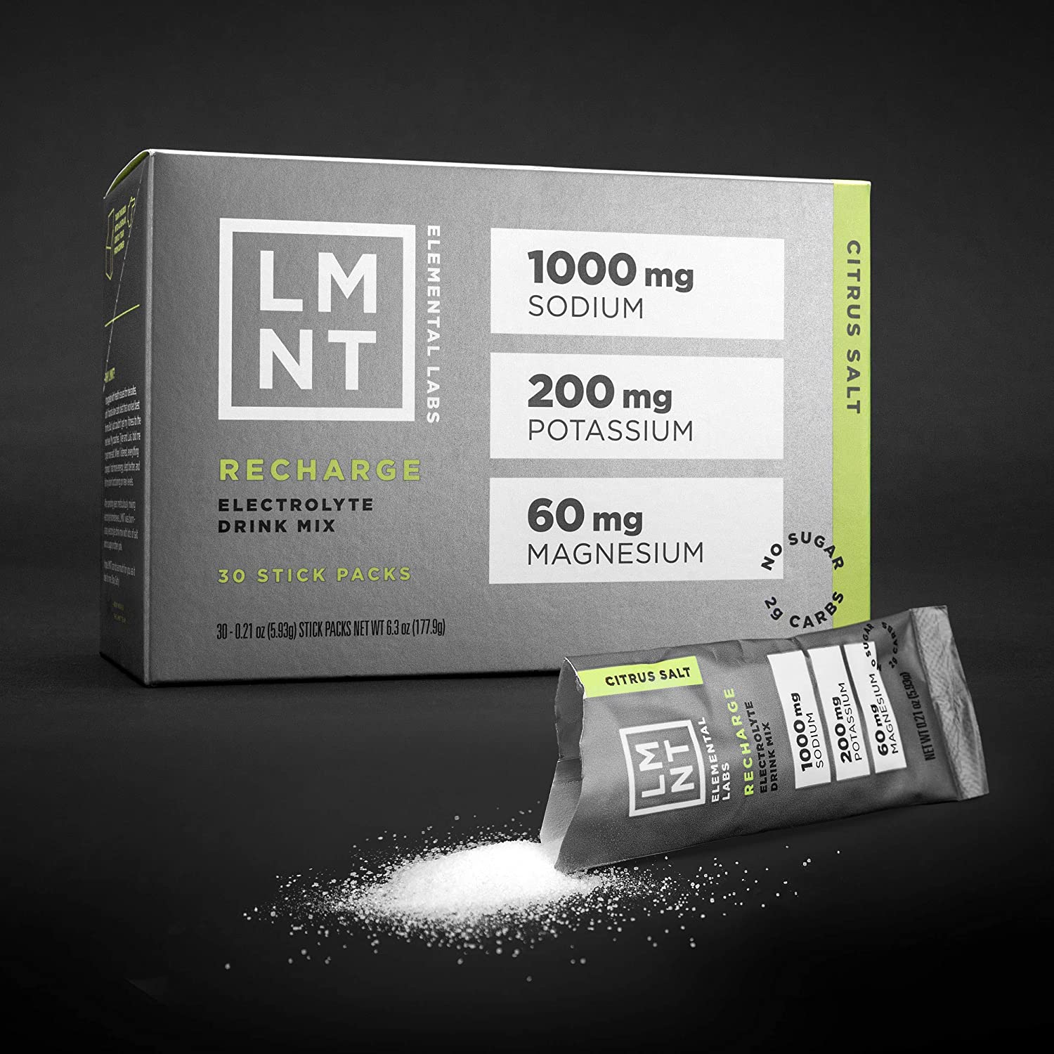 LMNT Electrolytes chocolate salt flavor, paleo-keto friendly electrolyte replacement drink mix in a package.
